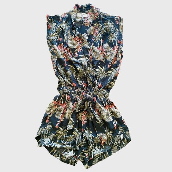 One Teaspoon Palm Floral Tropical Relaxed Boho Vacation Summer Women Romper XS - Picture 1 of 10